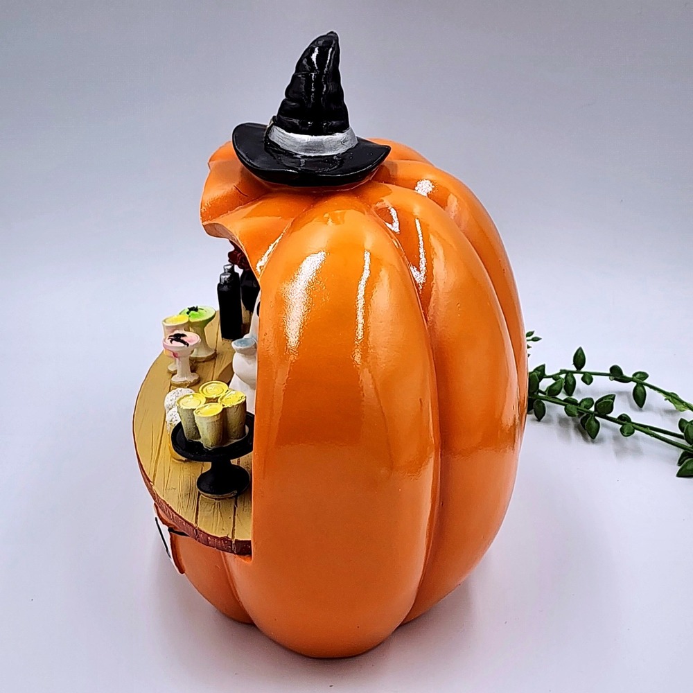 Halloween Ghost Pumpkin Bar Figurine Orange Spooky Whimsical 9" Haunted Bar Boo - Picture 6 of 10